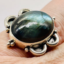 Load image into Gallery viewer, Labradorite Sterling Silver Oval Stone Ring |Size 8 3/4 | Blue Flash | 1 Ring |
