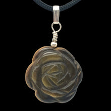 Load image into Gallery viewer, Hand Carved Tigereye Rose Flower Pendant | 1.5&quot; Long | 509290TES
