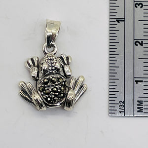 Frog Marcasite Sterling Silver Pendant | 1" Long | Silver | 1 Pendant |