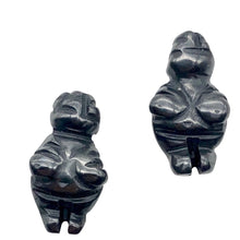 Load image into Gallery viewer, 2 Carved Hematite Goddess of Willendorf Beads | 20x9x7mm | Silver black
