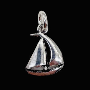 Sailing Boat Sterling Silver Charm | 3/4" Long | Silver | 1 Pendant |