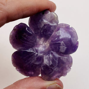 Amethyst Carved Pendant Flower | 55x8mm | Purple White | 1 Bead |