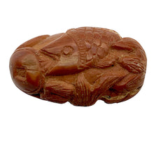 Load image into Gallery viewer, Hot Carved Swimming Fish Boxwood Ojime Netsuke Bead | 27x14mm | Brown
