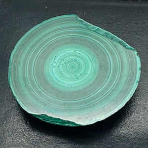 Malachite 351g Polished Round Stalactite Slice | 45x42x7mm | Green | 1 Specimen|