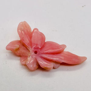 15cts Stunning Hand Carved Pink Peruvian Opal Flower Bead | 38x25x5mm |