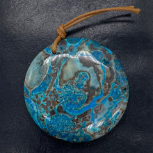 Load image into Gallery viewer, Chrysocolla Carved Pendant Bead | Coin | 2x3/8" | Green Blue | 1 Bead |
