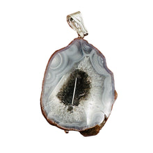 Load image into Gallery viewer, Blue Chalcedony Druzy Sparkling Cave Sterling Silver Pendant | 2"Long |
