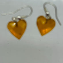 Load image into Gallery viewer, Amber Heart Dangle Sterling Silver Earrings | 1&quot; Long | Amber | 1 Pair Earrings|
