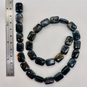Pietersite Rectangle Bead Half-Strand | 15x10x4mm | Deep Blue Black | 14 Beads |