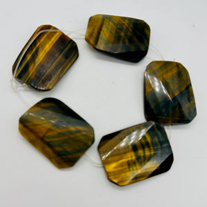 Tiger Eye Half Strand Rectangle Wavy Beads | 8" Long | Bronze, Black | 5 Beads |