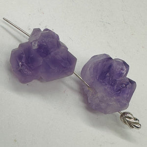 Amethyst Natural Crystals Bead Parcel| 21x19x14 and 21x19x13mm| Purple| 2 Beads|