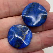 Load image into Gallery viewer, Rare Natural, Untreated Lapis Lazuli Carved Wavy Disc Beads | 24x4.5mm| 2 Beads|
