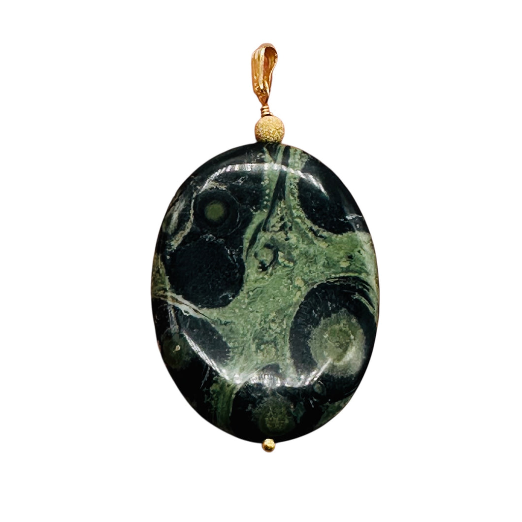 Exotic Kambaba Jasper Oval 14K Gold Filled Pendant | 2