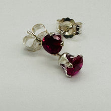 Load image into Gallery viewer, Created Ruby 925 Sterling Silver 4mm Stud Earrings July Birthstone USA
