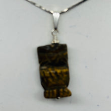Load image into Gallery viewer, Owl Tigers Eye Pendant Necklace | Semi Precious Stone Jewelry | Sterling Silver
