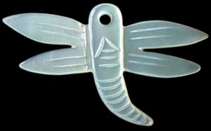 Dragonfly Premium Hand Carved & Etched Mother-of-Pearl Bead 004421