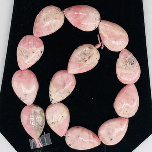 Sweet Pink Rhodochrosite (13 Beads) 15x10x5mm Teardrop Bead 8" Strand