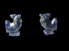 Load image into Gallery viewer, 2 Cute Hand Carved Sodalite Rooster Beads | 21x16x8.5mm | Blue white
