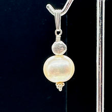 Load image into Gallery viewer, Fresh Water Pearl Large, Near Round Sterling Silver Drop Pendant | 1&quot; Long |
