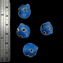 Load image into Gallery viewer, Kitty Cat Ceramic Round Beads | 15mm | Cornflower Blue | 4 Beads |
