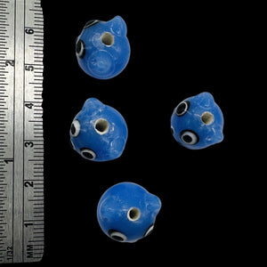 Kitty Cat Ceramic Round Beads | 15mm | Cornflower Blue | 4 Beads |