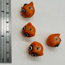 Load image into Gallery viewer, Kitty Cat Ceramic Round Beads | 15mm | Orange | 4 Beads |

