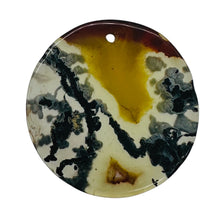 Load image into Gallery viewer, Limbcast Moss Agate Disc Pendant Bead | 33x2mm | Orange, White | 1 Bead |
