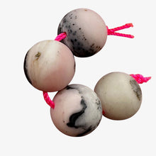 Load image into Gallery viewer, Peruvian Opal Matte Finish Round Bead Parcel | 12mm | Pink, Black | 4 Beads |
