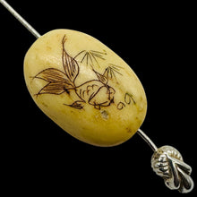 Load image into Gallery viewer, Flower Scrimshaw Oval Pendant Bead | 19x14x7mm | Red, Tan | 1 Bead |
