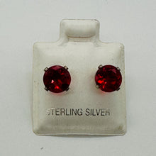 Load image into Gallery viewer, January! 7mm Lab Garnet &amp; Sterling Silver Stud Earrings 9780A
