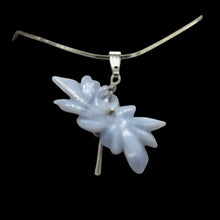 Load image into Gallery viewer, Blue Chalcedony Druzy Carved Flower Sterling Silver Pendant | 1 1/2&quot; Long| Blue|
