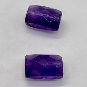 AAA Natural Amethyst Faceted Beads | 12x8x7mm | Purple | Rectangle | 2 Beads |