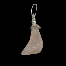 Load image into Gallery viewer, Lily! Hand Carved Rose Quartz Flower Solid Sterling Silver Pendant | 1&quot; Long |
