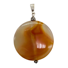 Load image into Gallery viewer, Carnelian 2&quot; Long Round Pendant | 40mm (Carnelian) | Orange White | 1 Pendant |
