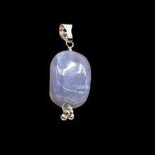 Load image into Gallery viewer, Blue Chalcedony Sterling Silver Designer Freeform Pendant | 2&quot; Long|Blue Silver|
