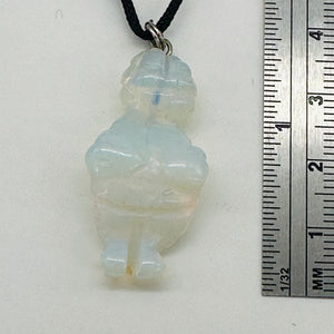 Opalized Glass Goddess Pendant Necklace | 1 1/2" Long | White, Blue | 1 Pendant|