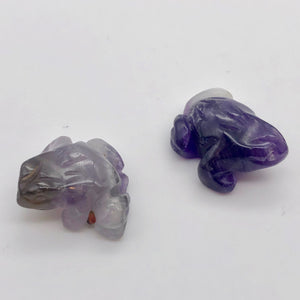Prosperity 2 Hand Carved Amethyst Frog Beads | 20x18x9.5mm | Purple