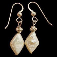 Load image into Gallery viewer, White Freshwater Pearl Dangle Earrings Sterling Silver 14x10mm 1.25 Inch

