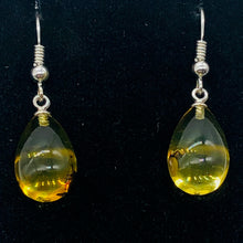 Load image into Gallery viewer, Amber Ovaloid Sterling Silver Earrings | 1 1/4&quot; Long | Yellow | 1 Pair |
