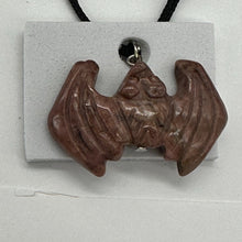 Load image into Gallery viewer, Rhodonite Hand Carved Stone Bat Pendant | 1&quot; Long | Pink | 1 Pendant Necklace |
