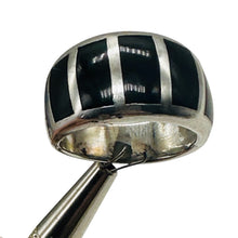 Load image into Gallery viewer, Onyx Sterling Silver Designer Ring | Size 7.5 | Black, Silver | 1 Ring |
