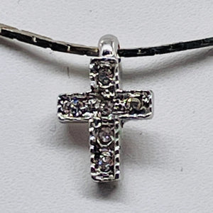 Tiny Sterling Silver Cubic Zirconia Cross | 1/2" Long | Silver | 1 Pendant |