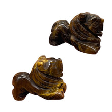 Load image into Gallery viewer, Roaring 2 Carved Tigereye Lion Beads | 18x18x7mm | Golden Brown
