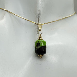 Gaspeite AAA 14K Gold Filled Pendant | 3/4" Long | Green, Brown |