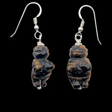 Load image into Gallery viewer, Tiger Eye Venus Goddess of Willendorf Sterling Earrings| 1 3/4&quot; Long | Bronze |
