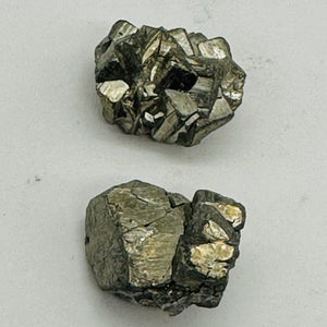 Pyrite Crystal Nugget Beads | 21x17x12mm to 19x14x14mm | Silver Gold | 2 Beads |
