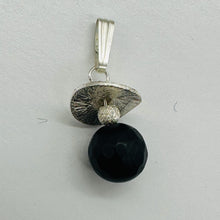 Load image into Gallery viewer, Black Stone Africa Sterling Silver Pendant Matte Black Handmade USA 1 Inch
