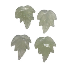 Load image into Gallery viewer, Carved Serpentine New Jade Leaf Bead Set | 28x23x4 to 24x24x4mm | 4 Beads |
