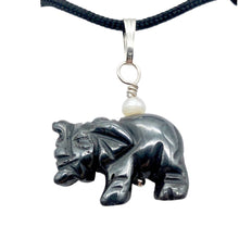 Load image into Gallery viewer, Wild Hematite Elephant Sterling Silver Pendant | 21x16x8mm| Black | 1 5/8&quot; long|
