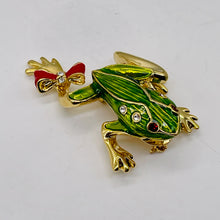 Load image into Gallery viewer, Fashion Frog with Bow Animal Sweater Pin | 1 3/4&quot; Long | Green Red | 1 Pin |

